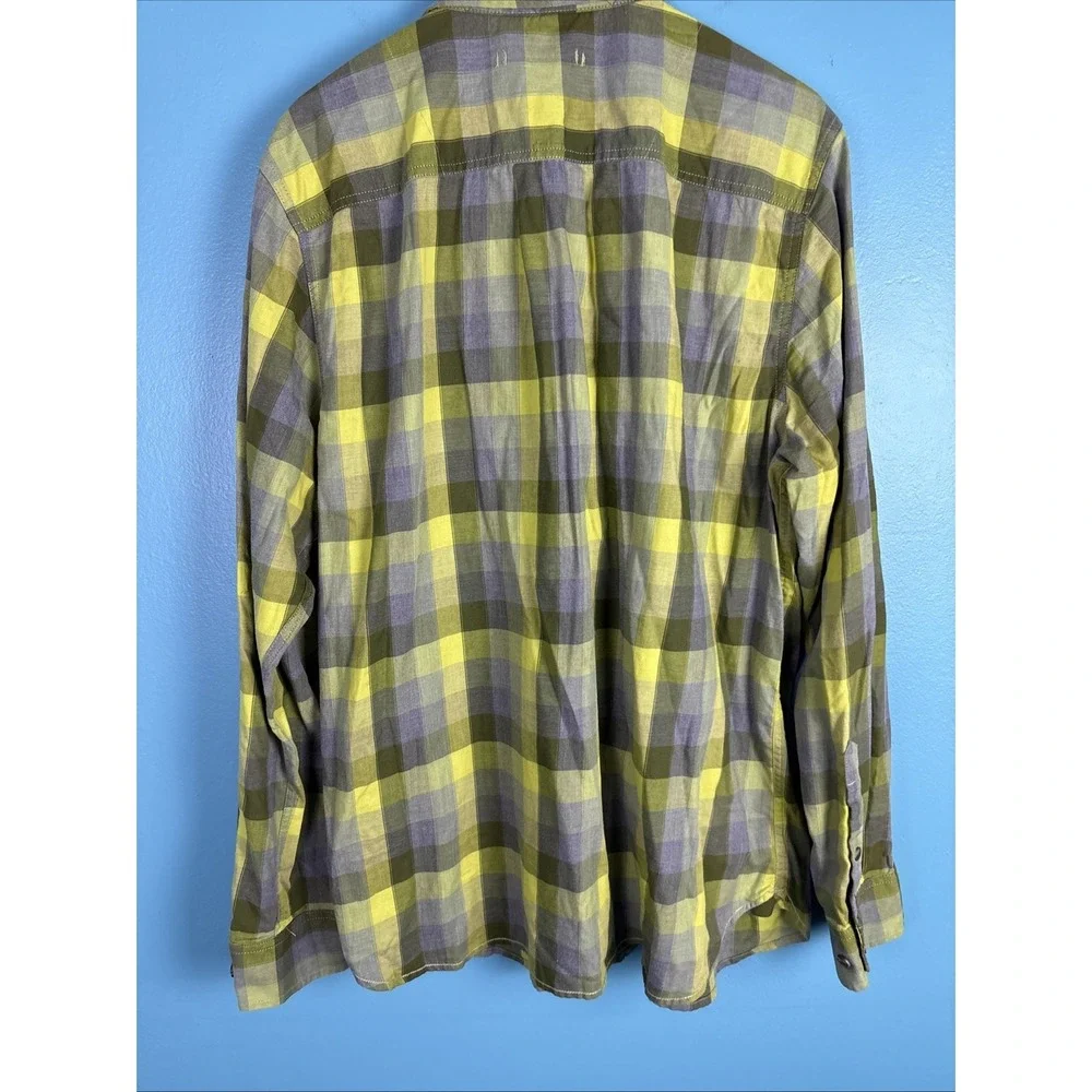 The North Face Mens XL Flannel Shirt Green Plaid Long Sleeve Button Down Gorp